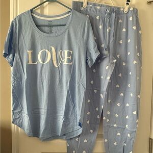 George Light Blue and White Pajama Set